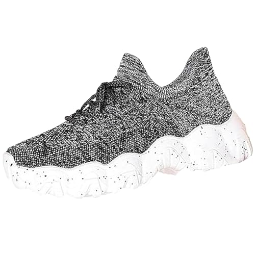 2024 Damen Freizeitschuhe Mesh Atmungsaktiv Bequem Dicke Sohle Plateau Keilabsatz Höhenzuwachs rutschfest Leicht Elegant Modisch Sportlich Alltag Straßenschuhe Komfortabel Weich Flexibel (Grey, 37) von Generic