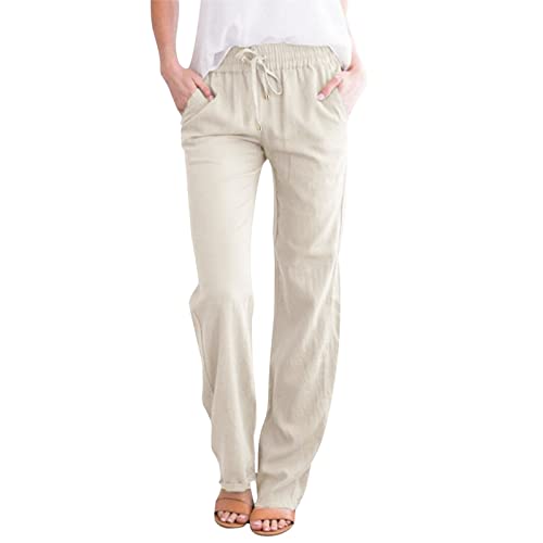 2024 Damen Hose Leinenhose Baumwolle Leinen Stoffhose Freizeithose Sommerhose Pumphose Yogahose Casual Einfarbig Hippie High Waist Hose Stretch mit Taschen 2024 Damen Hose Leinenhose Baumwolle Leinen Stoffhose Freizeithose Sommerhose Pumphose Yogahose Casual Einfarbig Hippie High Waist Hose Stretch mit Taschen von Generic