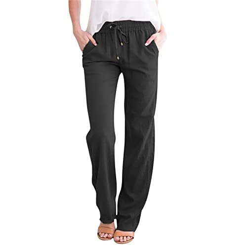 2024 Damen Hose Leinenhose Baumwolle Leinen Stoffhose Freizeithose Sommerhose Pumphose Yogahose Casual Einfarbig Hippie High Waist Hose Stretch mit Taschen 2024 Damen Hose Leinenhose Baumwolle Leinen Stoffhose Freizeithose Sommerhose Pumphose Yogahose Casual Einfarbig Hippie High Waist Hose Stretch mit Taschen von Generic