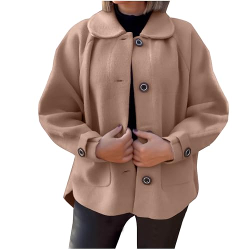 2024 Damen-Mäntel Verdickt Thermo Übergangsjacke Elegance Verdickt Herbstmantel Lockere Passform Winter Warme Winterparka Langarm Stilvoller Mäntel Flauschige Jacken von Generic