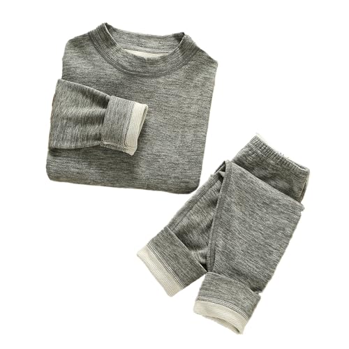 2024 Flauschige Schlafanzug Kinder - Rundhals Kleidung Kuschelig Pullover + Hose Fleece Flauschige Pyjama Langarm Pyjama Set Thermohose Und Thermoshirt 2 Teiler Herbst Winter Bekleidungssets von Generic