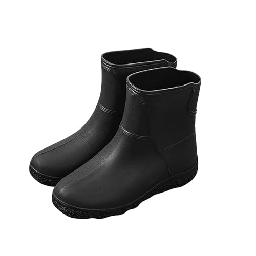 2024 Herrenmode Temperament England Regenstiefel Mittelkalb Stiefel Rutschfeste Wasserschuhe Schuhe Herren Fitnessschuhe (Black, 42) von Generic