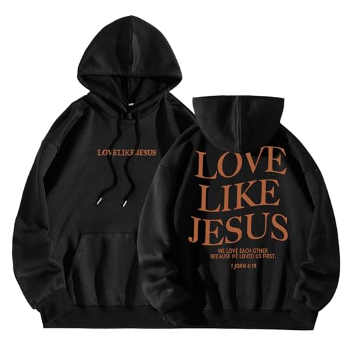 2024 Jesus Loves You Hoodie Damen Kapuzenpullover Oversize Pullover Sweatshirt Freizeit Damen Sport Langarmshirt Hoodies Training Pulli Streetwear von Generic