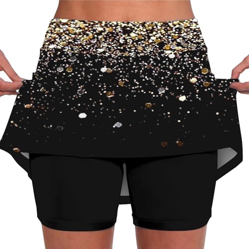 2024 Prime Sale Angebote Day Fashion Damen Mädchen Basic Solid Dehnbaren Skater, golfrock Knielang Tennisrock Damen Skater Rock mit Shorts Sport Rock mit Hose mädchen Rock weiß lang von Generic