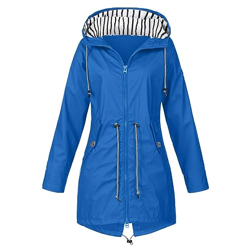 2024 Regenjacke Damen Wasserdichte Softshelljacke Outdoorjacke Atmungsaktive Packbare Übergangsjacke Leichte Jacke mit Kapuze Frühlings Herbst zum Wandern Trekking Fahrrad von Generic