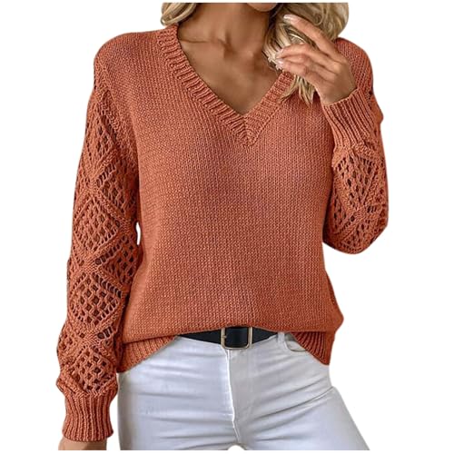 2024 Winter Strickpullover Für Damen Lockere Passform Einfarbig Pulli Stilvoller Elegance Feinstrickpullover Langarm Warme Langarmshirt 90Er Jahre Outfit Weißes Pullover von Generic