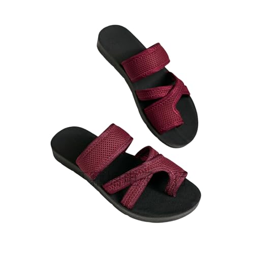 2024Frauen Hollow Mesh Slide Sandalen, Hollow Mesh Slide Sandalen, Mesh Sandalen für Frauen, Mesh Flats für Frauen (Red,42) von Generic