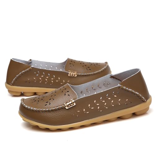 2025 Frühling und Sommer Hohlen Atmungsaktive Schuhe Damen Loafers Schrägabsatz Krankenschwester Schuhe rutschfest Weiches Leder Flacher Boden Bootsschuhe,Khaki,36 2025 Frühling und Sommer Hohlen Atmungsaktive Schuhe Damen Loafers Schrägabsatz Krankenschwester Schuhe rutschfest Weiches Leder Flacher Boden Bootsschuhe,Khaki,36 von Generic