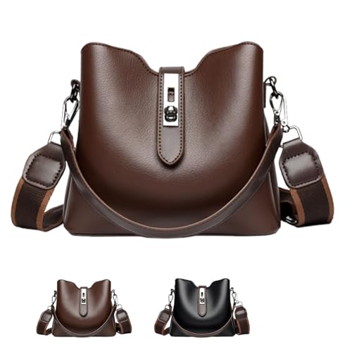 2025 Three Straps Bucket Bag for Women, Stylish Vintage Tote Bag with Generous Capacity and Sophisticated Solid Color Design (Brown) von Generic
