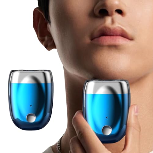 2025 Tragbarer Mini Elektrorasierer Multifunktionaler Trockenrasierer für Männer Elektrischer Kapselrasierer Tiefenreinigungsrasierer Eingewachsene Haare (Blue, One Size) von Generic