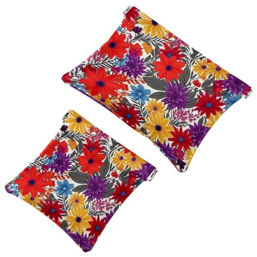 2069 Kosmetiktasche mit farbigen Blättern für Geldbörsen, wasserdichte Make-up-Tasche, Kosmetiktasche, tragbar, ohne Reißverschluss, Mehrfarbig 10, A：7.1x5.8in/18x14.8cm，B:4.7x4.5in/12x11.5cm von Generic