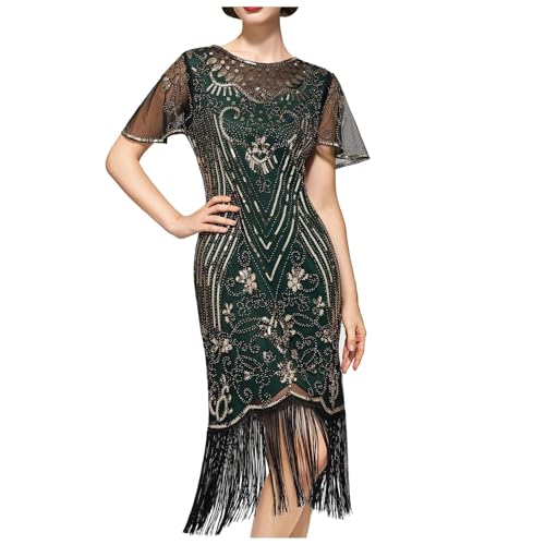 20er Jahre Kleid Damen Gatsby 1920er Kleider Fransenkleid Grün Schwarz Flapper Dress Kurz Charleston Kostüm Paillettenkleid Mesh Fasching Karneval Fransen 20er Jahre Kleid Damen Gatsby 1920er Kleider Fransenkleid Grün Schwarz Flapper Dress Kurz Charleston Kostüm Paillettenkleid Mesh Fasching Karneval Fransen von Generic