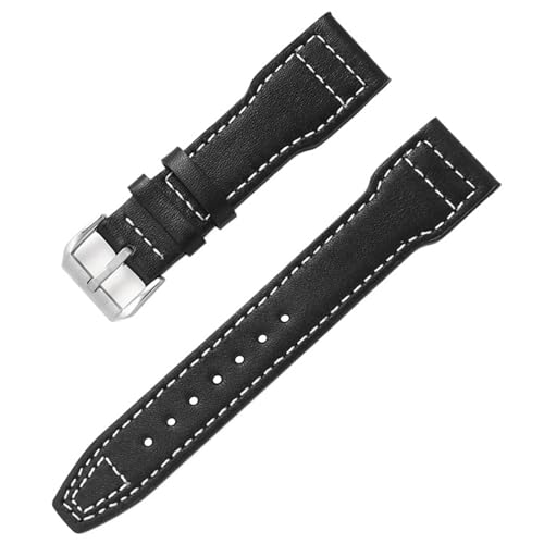 20mm 21mm 22mm Leder Uhrenarmband Herren und Damen Armband Ersatzgürtel(Plain-white line black,22mm) von Generic
