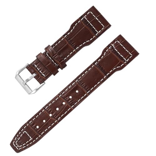 20mm 21mm 22mm Leder Uhrenarmband Herren und Damen Armband Ersatzgürtel(White line brown,21mm) von Generic