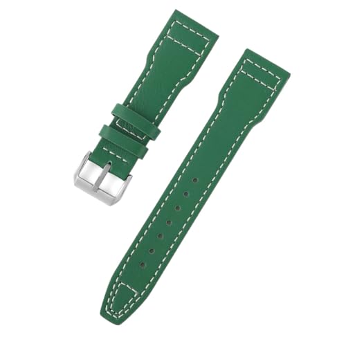 20mm 21mm 22mm Leder Uhrenarmband Herren und Damen Armband Ersatzgürtel(White line green,21mm) von Generic