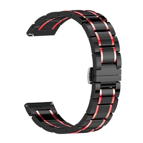 20mm 22mm Keramik Metallband for Frauen Männer Armband Armband(Black red_22mm) von Generic