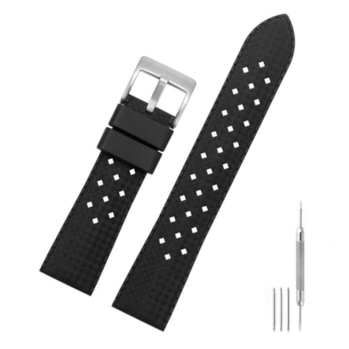 20mm Uhr Watch Gummigurt weich bequem Hautfreundlichkeit mit Stecknadel Schnalle Universal Watch Band Herren Ersatz Watchband Schwarz schwarz von Generic