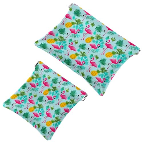 2102 Kosmetiktasche mit farbigen Blättern für Geldbörsen, wasserdichte Make-up-Tasche, Kosmetiktasche, tragbar, ohne Reißverschluss, Mehrfarbig 04, A：7.1x5.8in/18x14.8cm，B:4.7x4.5in/12x11.5cm von Generic