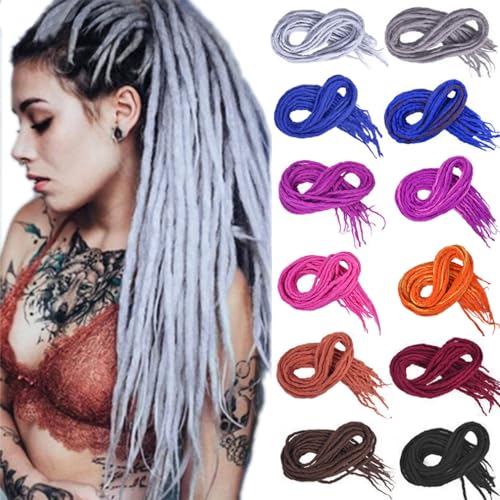 22" Double Ended Dreadlocks Erweiterungen 15 Stränge/Pack Blau Handgemachte Wolle Dreadlocks Hip-Hop Reggae Braid in Dreads von Generic