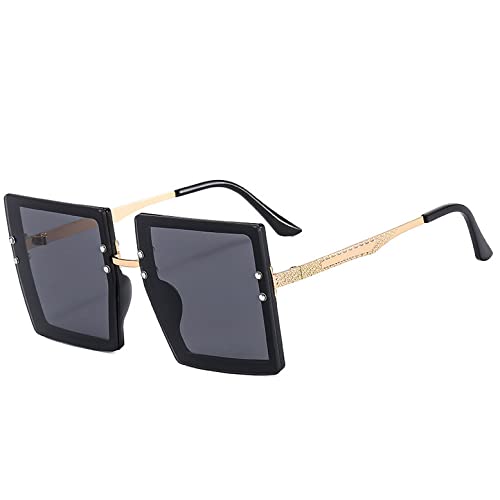 224Metall Quadratische Flache Spiegel Sonnenbrille Frauen Runde Gesicht Dame Sonnenbrille Vintage Großen Rahmen Weibliche Sonnenbrille von Generic