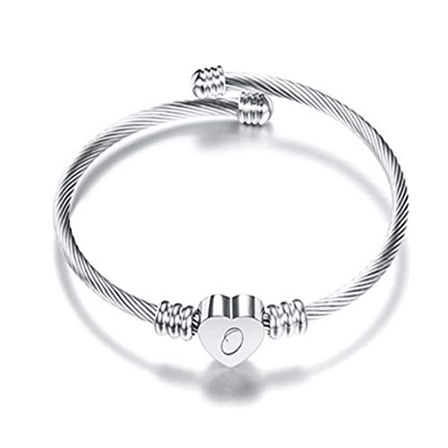 26 Buchstaben Edelstahl Draht Armband Herz Form Armband Medaillon für kleine Mädchen, O, Einheitsgröße von Generic