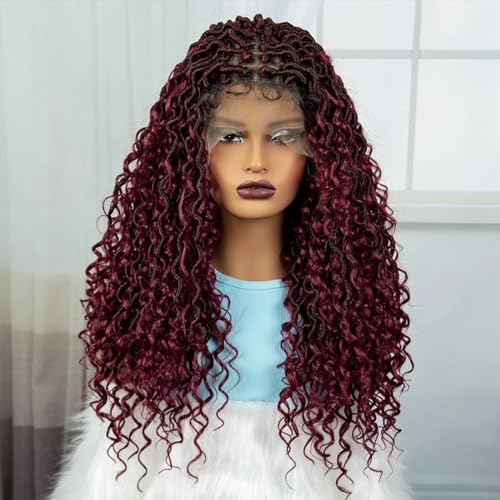 26 Zoll Geflochtene Damenperücke Synthetische Spitze Quadratische Front Knotenlose Box-Braid-Perücke Mit Vorgezupftem Babyhaar von Generic
