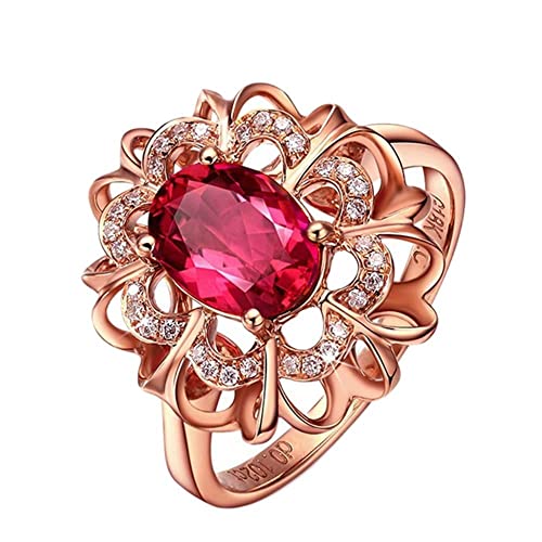 2CT Oval Red Ruby Edelsteinringe für Frauen Schmuck Rose Ehering Neue von Generic