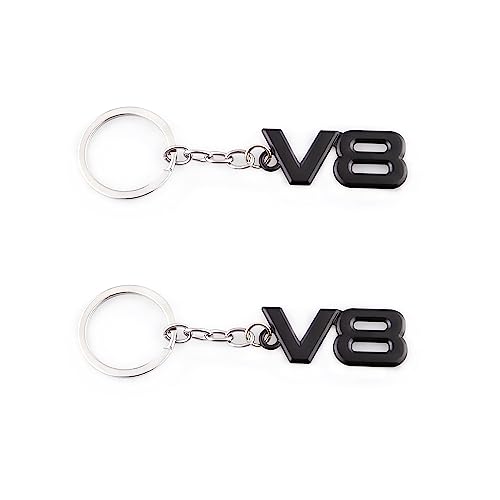 2Pcs V8 Keychain For Car Keyring Decoration Badge V8 Emblem Sticker, Schwarz , One size von Generic