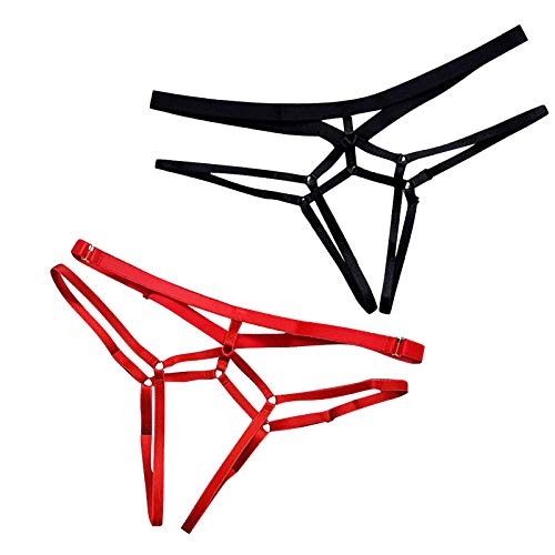 2er Pack Frauen Sexy Strings Micro Slip Erotisc Ouvert Unterhosen Damen Tanga Spitze Panty Ouvert Slip Unterhosen V-String Höschen Niedrige Taille Offener Schritt Slips A XXL von Generic