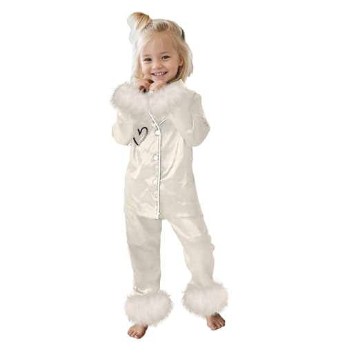 2er-Pack Mädchen Sommer-Schlafanzüge - Weich Bequem Seide Pyjama Set mit Kragen & Knopfleiste Tops und Lange Hosen Baumwoll Nachthemd Kurze Hausanzug Button-Down Pjs Geschenk Junge Mädchen von Generic