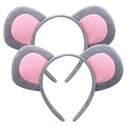 2er-Pack Maus-Ohren-Haarbänder für Erwachsene – Plüsch-Mäuse-Kostüm-Stirnbänder für Partys, Festivals und Cosplay von Generic