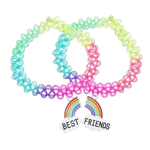 2pc Tattoo Choker Halskette Set - 90er Accessoires Frauen Teen Girls Kinder - lebendiger Farbanhänger Charm schwarzer Henna Stretchy Schmuck - Sommergeschenkidee 2pc Tattoo Choker Halskette Set - 90er Accessoires Frauen Teen Girls Kinder - lebendiger Farbanhänger Charm schwarzer Henna Stretchy Schmuck - Sommergeschenkidee von Generic