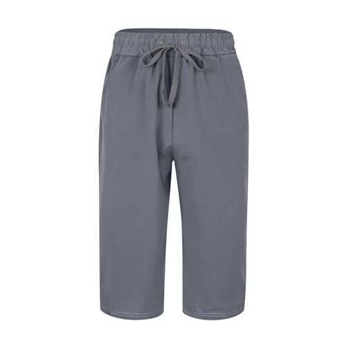 3/4 Hose Herren Leinen Baumwolle Leinenhose Herren mit Gummizug Baggy Freizeithose Gym Caprihose Jogginghose Stretch Leichte Outdoorhose Bequem Baumwollhose Sport Strandhosen von Generic