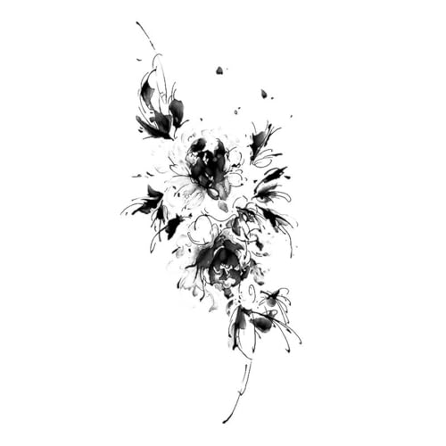 3 PCS Temporary Tattoos Einfarbige Blumen-Corsage Mond Kräutersaft-Tattoo-Aufkleber Wasserdicht Für Frauen Langanhaltend Semi-Permanent Dunkle Serie von Generic