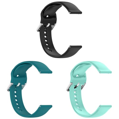 3 Stück 22mm Silikon Armband Kompatibel mit Amazfit Bip 5 Armband, Weiches Silikon Sport Armbänder Ersatzbänder für Männer Frauen (Black+Green+Mint Green, One Size) von Generic