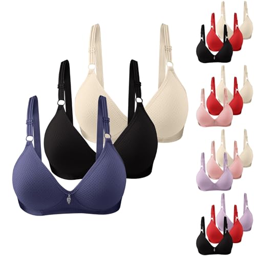 3 Stück BH Damen Ohne BüGel Damen BH mit Push Up Gepolstert Bralette BHS ohne Bügel Nahtloser Bequemer Softschalen BH Klassische BHS für Damen von Generic