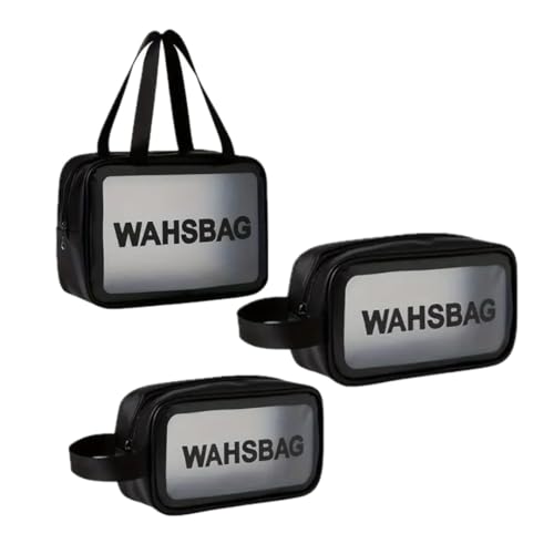 3 Stück Reise Kosmetiktasche,kulturtasche Damen，kulturbeutel Herren, wasserdichte Kulturtasche, Transparent Kosmetiktasche, Transparente Toilettentasche , Cosmetic Makeup Bags (Black) von Generic