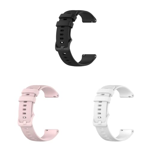 3 Stück Silikon Armband Kompatibel mit Fossil Damen Gen 6 42mm Armband, 18mm Weiches Silikon Sport Armbänder Ersatzbänder für Männer Frauen (Black+White+Pink, One Size) von Generic