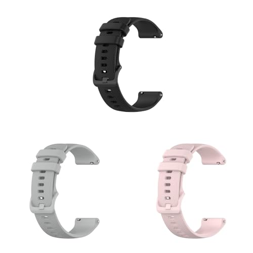 3 Stück Silikon Armband Kompatibel mit Fossil Gen 4 Q Venture HR/Gen 3 Q Venture Armband, 18mm Weiches Silikon Sport Armbänder Ersatzbänder für Männer Frauen (Black+Grey+Pink, One Size) von Generic