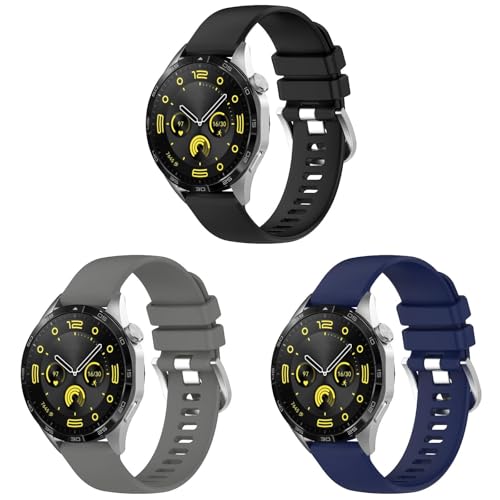 3 Stück Silikon Armband Kompatibel mit Huawei Watch GT 5 46mm/GT 5 Pro 46mm, Wasserdicht Weiche Ersatzarmband Sportarmband für Damen Herren, A-Schwarz/Dunkelblau/Dunkelgrau 3 Stück Silikon Armband Kompatibel mit Huawei Watch GT 5 46mm/GT 5 Pro 46mm, Wasserdicht Weiche Ersatzarmband Sportarmband für Damen Herren, A-Schwarz/Dunkelblau/Dunkelgrau von Generic