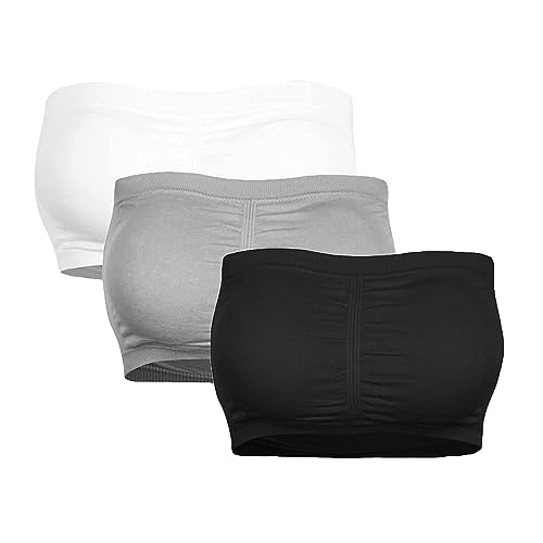 3 Stücke Damen Trägerlos Gepolster BH Atmungsaktiv Stretch Bra Ohne Bügel Nahtlos Bandeau von Generic