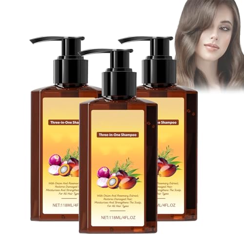 3-in-1 Pflegeshampoo, 118 ml. Repariert, stärkt die Haarwurzeln und verleiht Glanz für dickeres und kräftigeres Haar – für Männer und Frauen (3pcs) von Generic