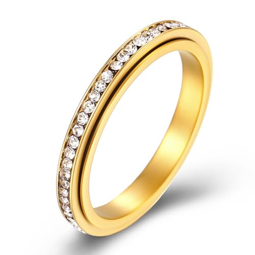 3 mm drehbarer Titanstahlring mit Diamanteinlage, Paarring aus Edelstahl mit Diamanteinlage von Generic