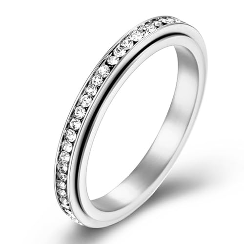3 mm drehbarer Titanstahlring mit Diamanteinlage, Paarring aus Edelstahl mit Diamanteinlage von Generic