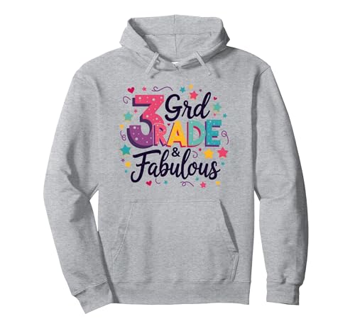 3. Klasse & fabelhafte Mädchen Bunte Sterne zurück zur Schule Pullover Hoodie, Unisex für Erwachsene, Grau Meliert, L von Generic