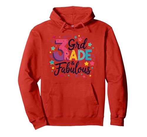 3. Klasse & fabelhafte Mädchen Bunte Sterne zurück zur Schule Pullover Hoodie, Unisex für Erwachsene, Rot, M von Generic