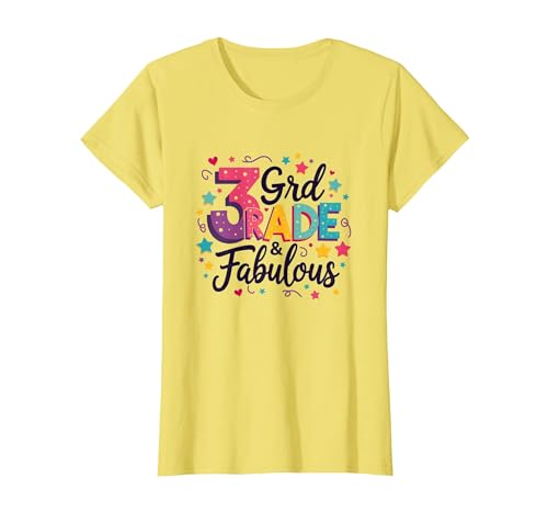 3. Klasse & fabelhafte Mädchen Bunte Sterne zurück zur Schule T-Shirt, Damen, Gelb, L von Generic