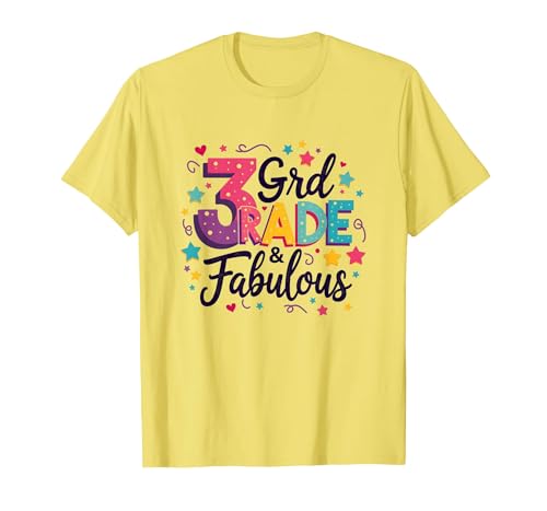3. Klasse & fabelhafte Mädchen Bunte Sterne zurück zur Schule T-Shirt, Herren, Gelb, S von Generic