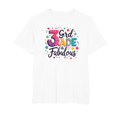 3. Klasse & fabelhafte Mädchen Bunte Sterne zurück zur Schule T-Shirt, Herren Große Größen, Weiß, 6X Tall von Generic
