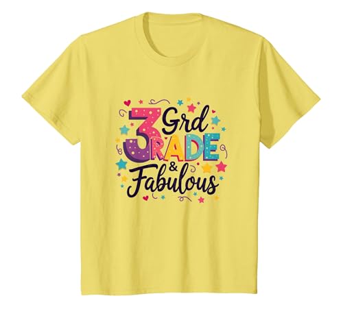3. Klasse & fabelhafte Mädchen Bunte Sterne zurück zur Schule T-Shirt, Kinder, Gelb, 152 von Generic